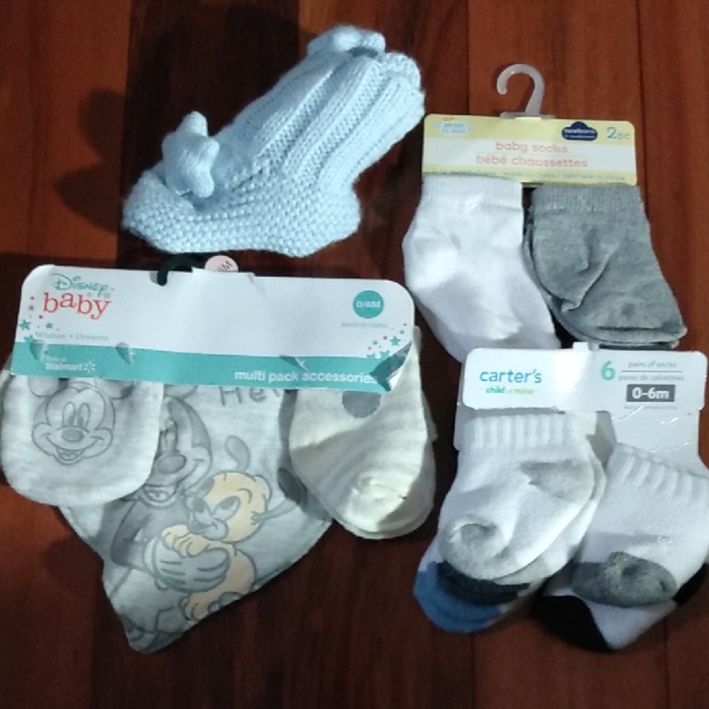 Disney Baby/Carter's Baby Socks & Accessories Bundle 0-6 Months, 11 PC Set